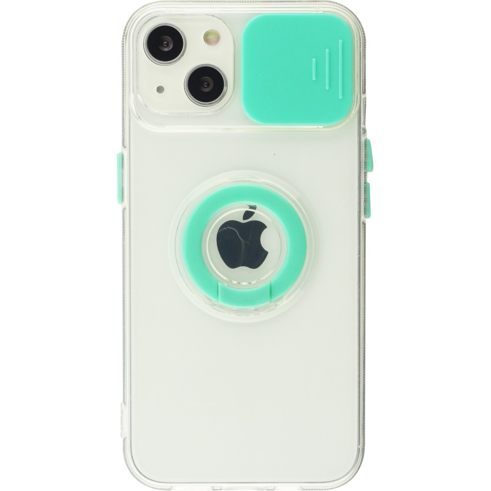 Coque iPhone 13 - Caméra clapet avec anneau - Turquoise