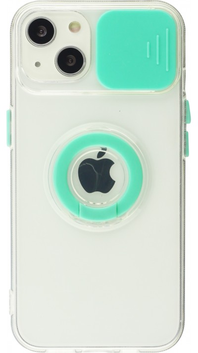 Coque iPhone 13 mini - Caméra clapet avec anneau - Turquoise