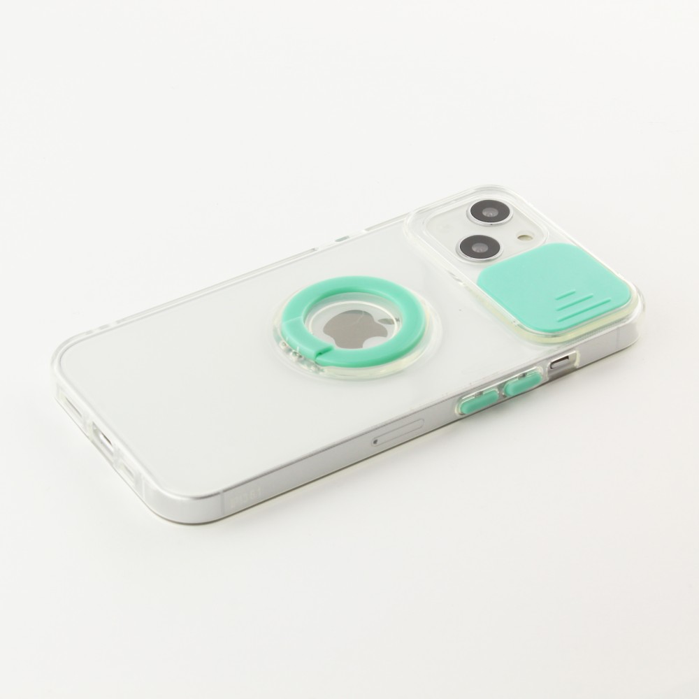 Coque iPhone 13 - Caméra clapet avec anneau - Turquoise