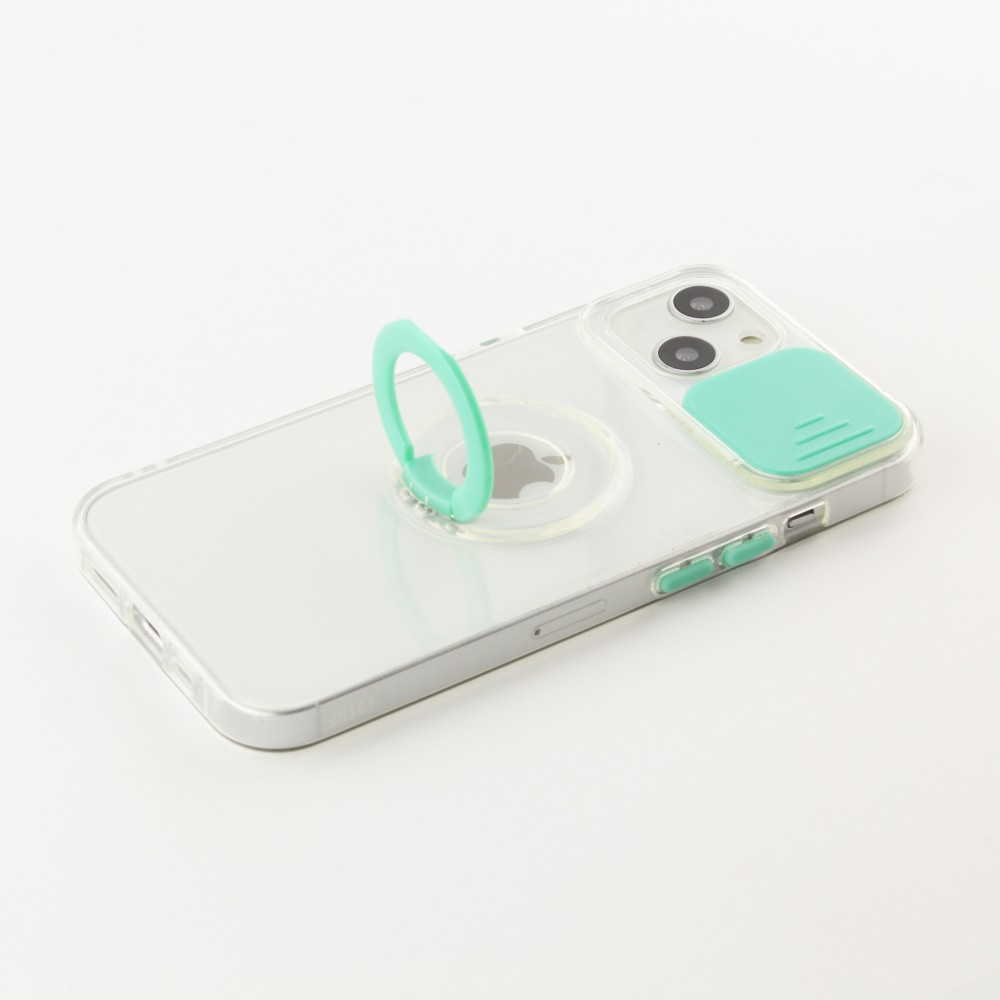 Coque iPhone 13 - Caméra clapet avec anneau - Turquoise