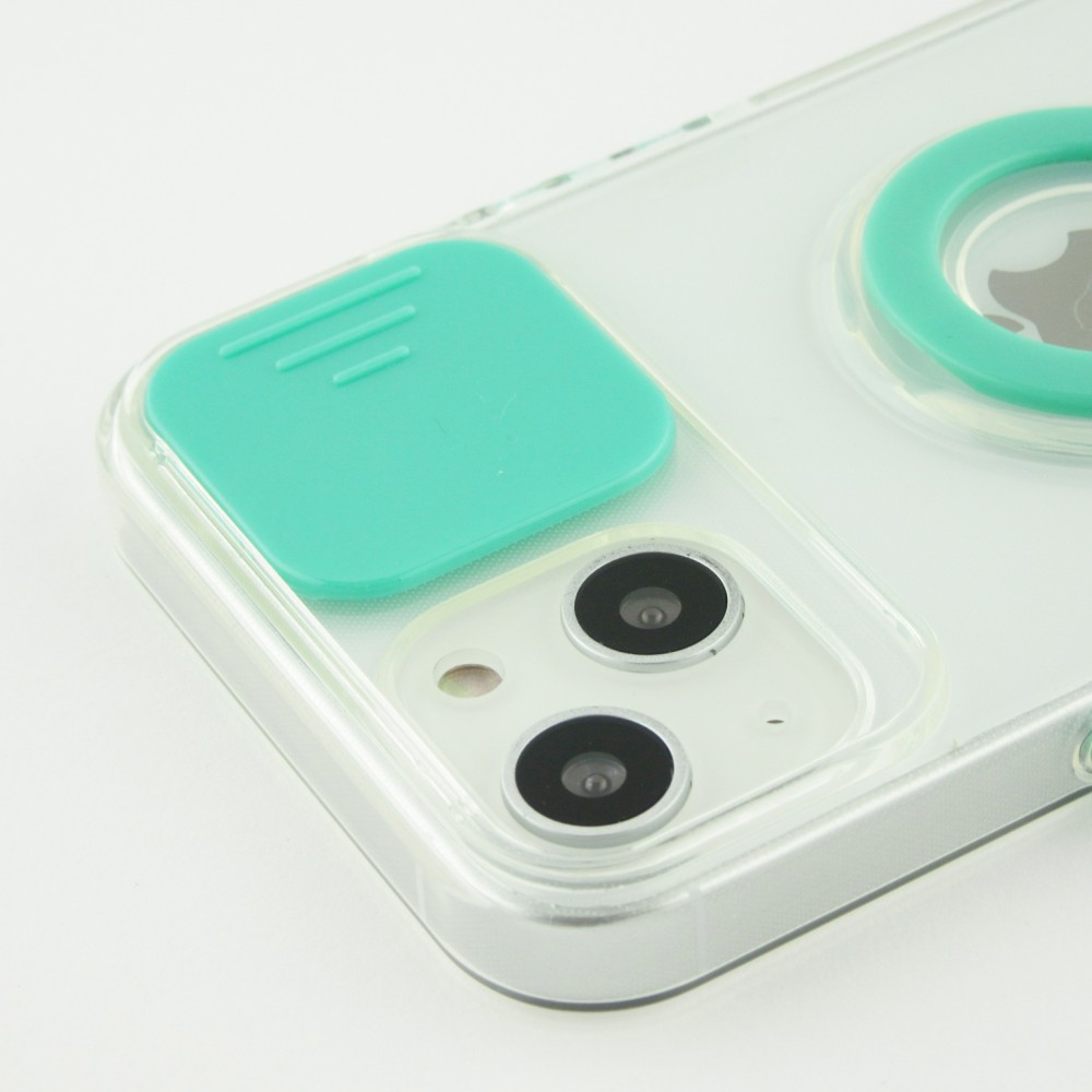 Coque iPhone 13 - Caméra clapet avec anneau - Turquoise