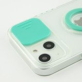 Coque iPhone 13 - Caméra clapet avec anneau - Turquoise