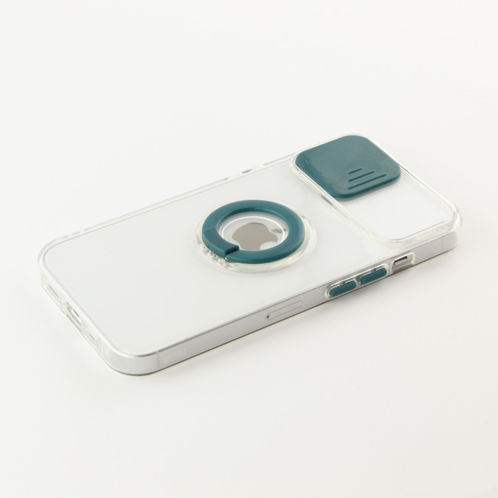 iPhone 13 Case Hülle - mit Kamera-Slider und Ring - Dunkelgrün