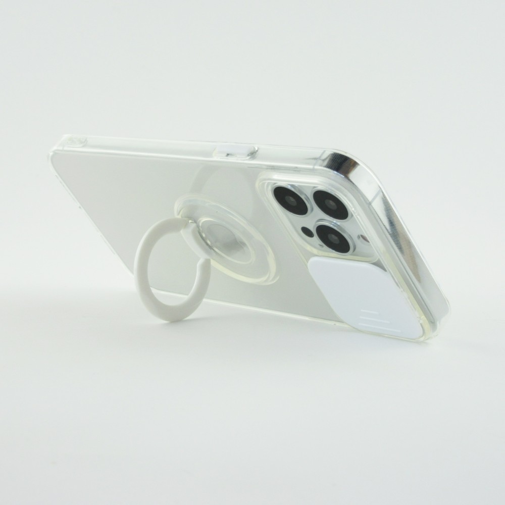 iPhone 13 Pro Max Case Hülle - mit Kamera-Slider und Ring - Weiss