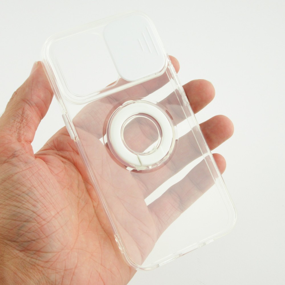 Coque iPhone 13 Pro - Caméra clapet avec anneau - Blanc