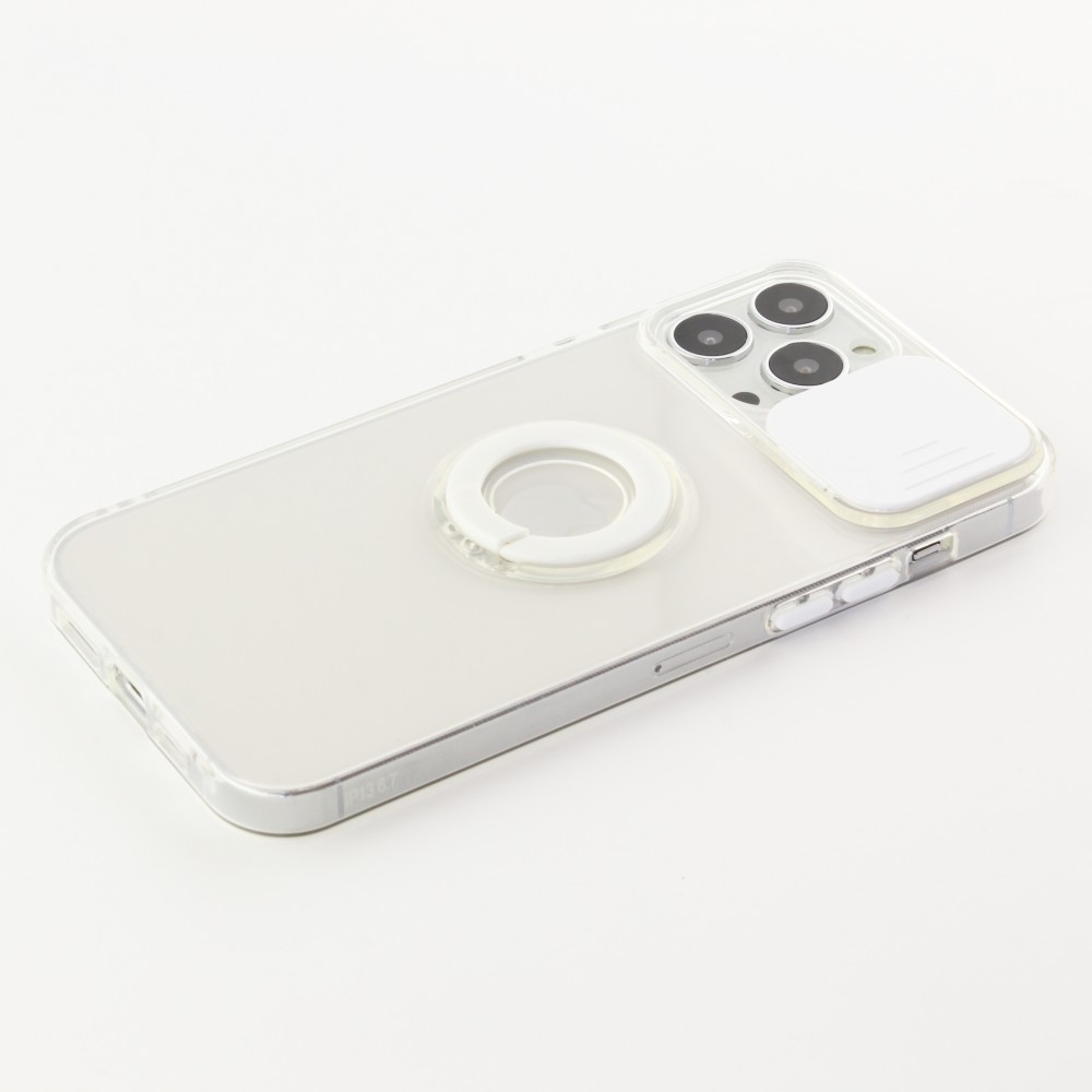 Coque iPhone 13 Pro Max - Caméra clapet avec anneau - Blanc