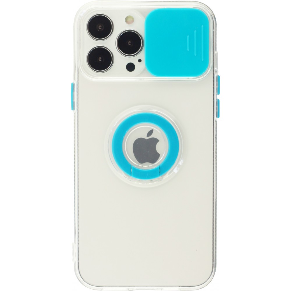 Coque iPhone 13 Pro Max - Caméra clapet avec anneau - Bleu