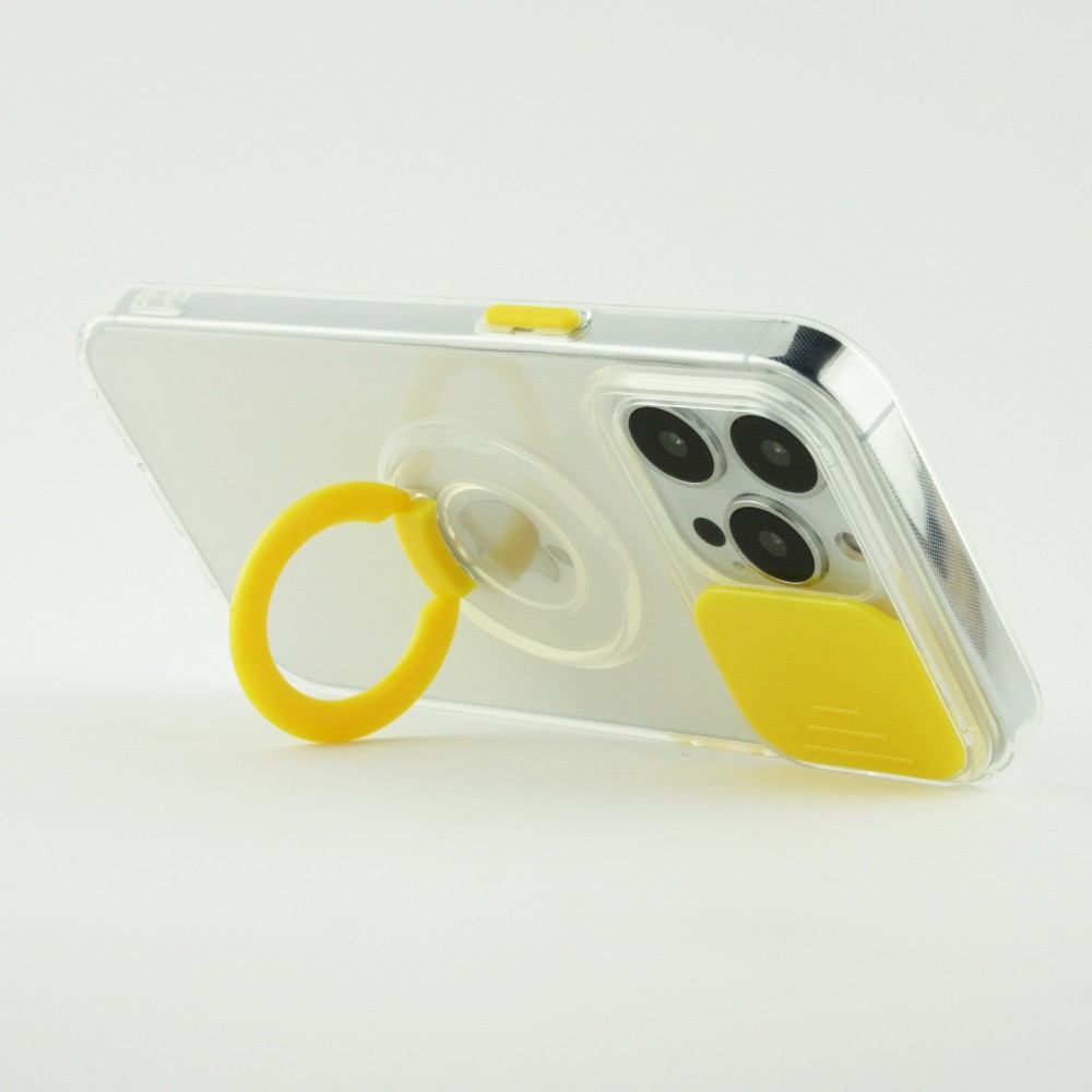 Coque iPhone 13 Pro Max - Caméra clapet avec anneau jaune