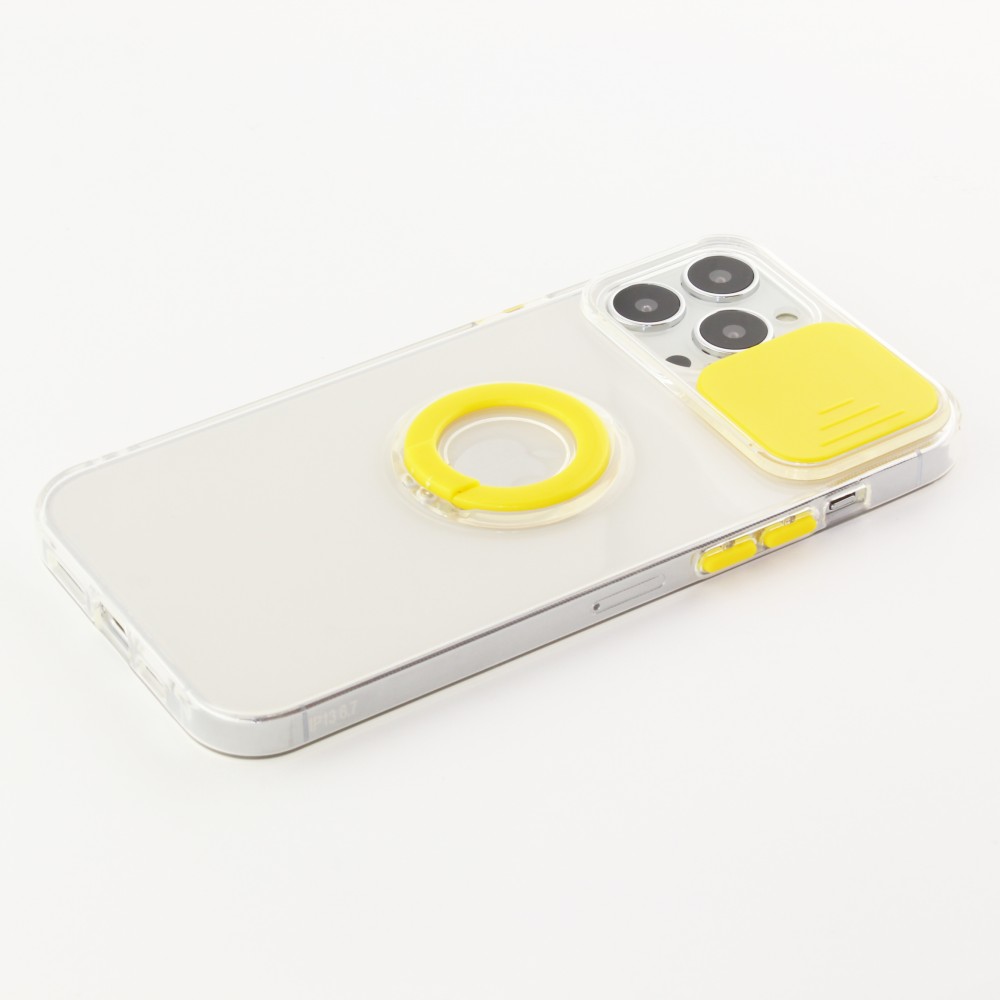 iPhone 13 Pro Max Case Hülle - mit Kamera-Slider und Ring - Gelb