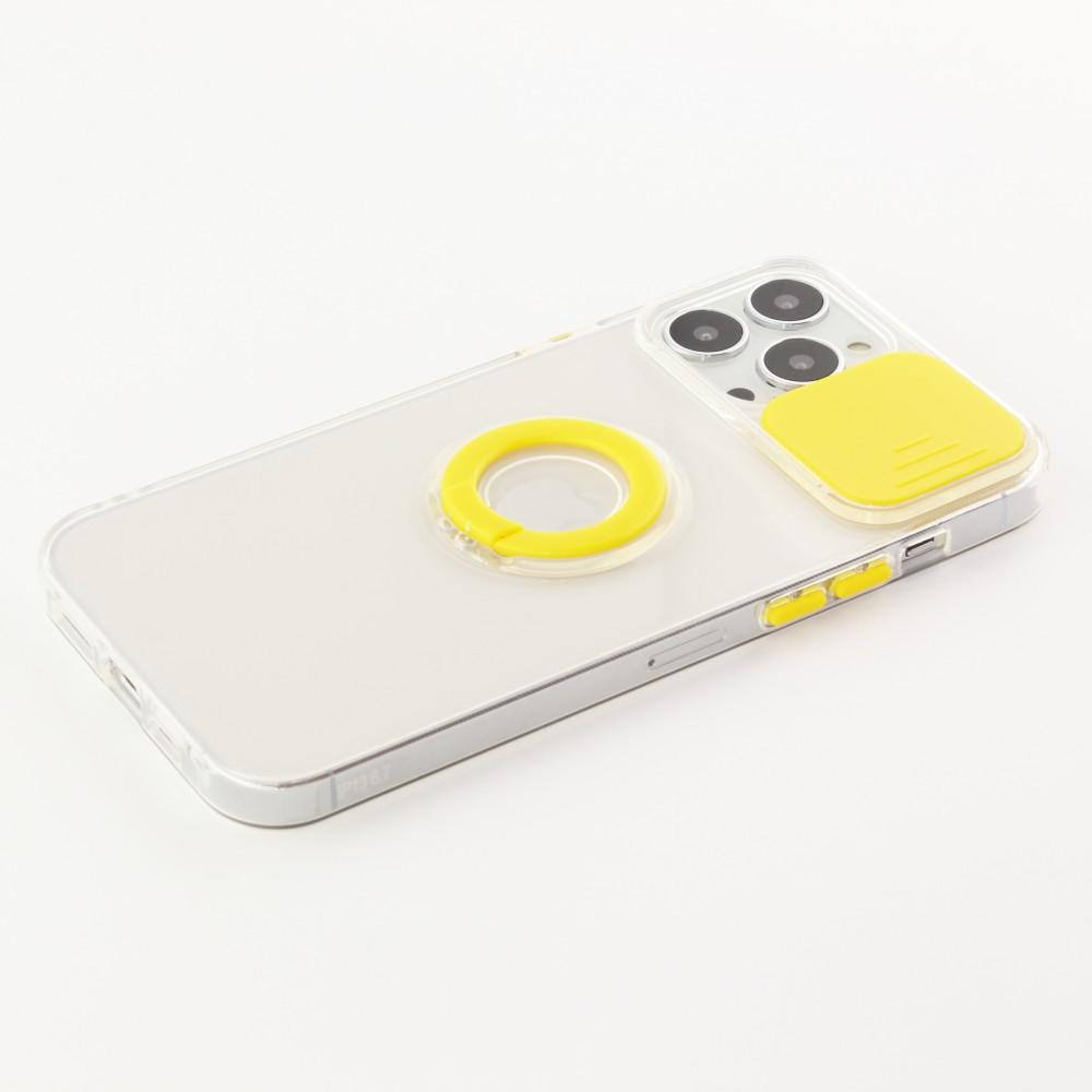 Coque iPhone 13 Pro Max - Caméra clapet avec anneau jaune