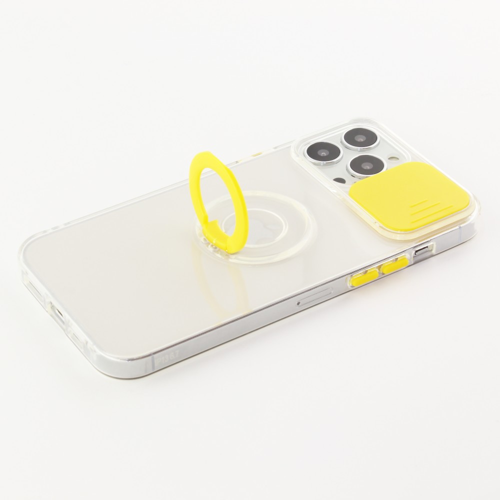 Coque iPhone 13 Pro Max - Caméra clapet avec anneau jaune