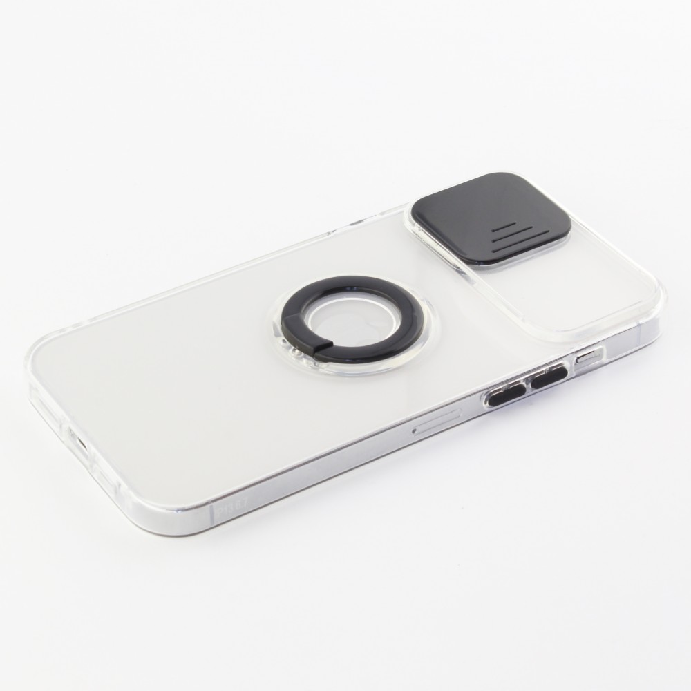 iPhone 13 Pro Case Hülle - mit Kamera-Slider und Ring - Schwarz