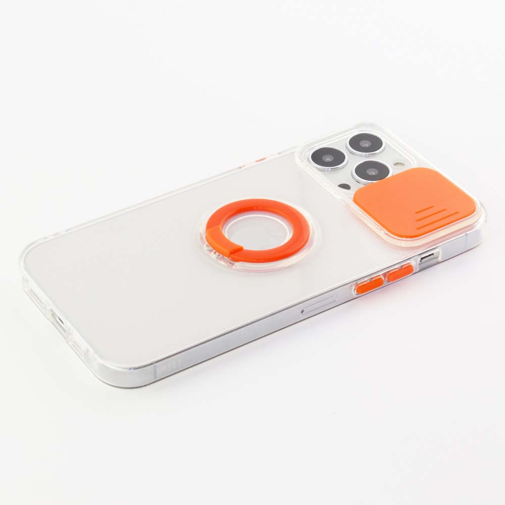 iPhone 13 Pro Max Case Hülle - mit Kamera-Slider und Ring - Orange