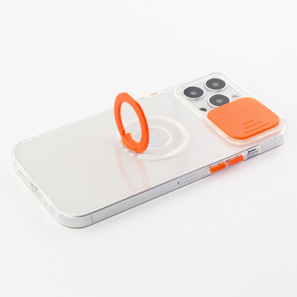 iPhone 13 Pro Max Case Hülle - mit Kamera-Slider und Ring - Orange