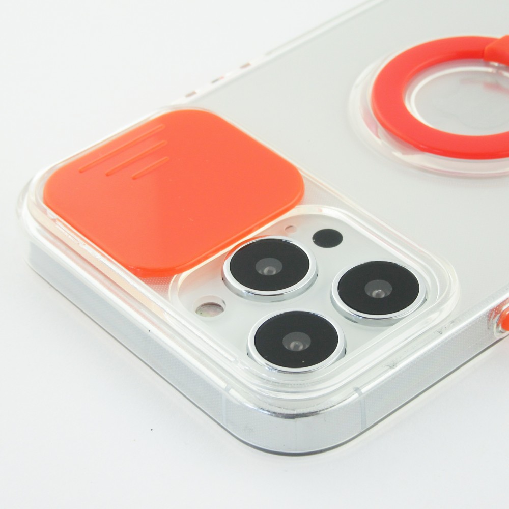 iPhone 13 Pro Max Case Hülle - mit Kamera-Slider und Ring - Orange