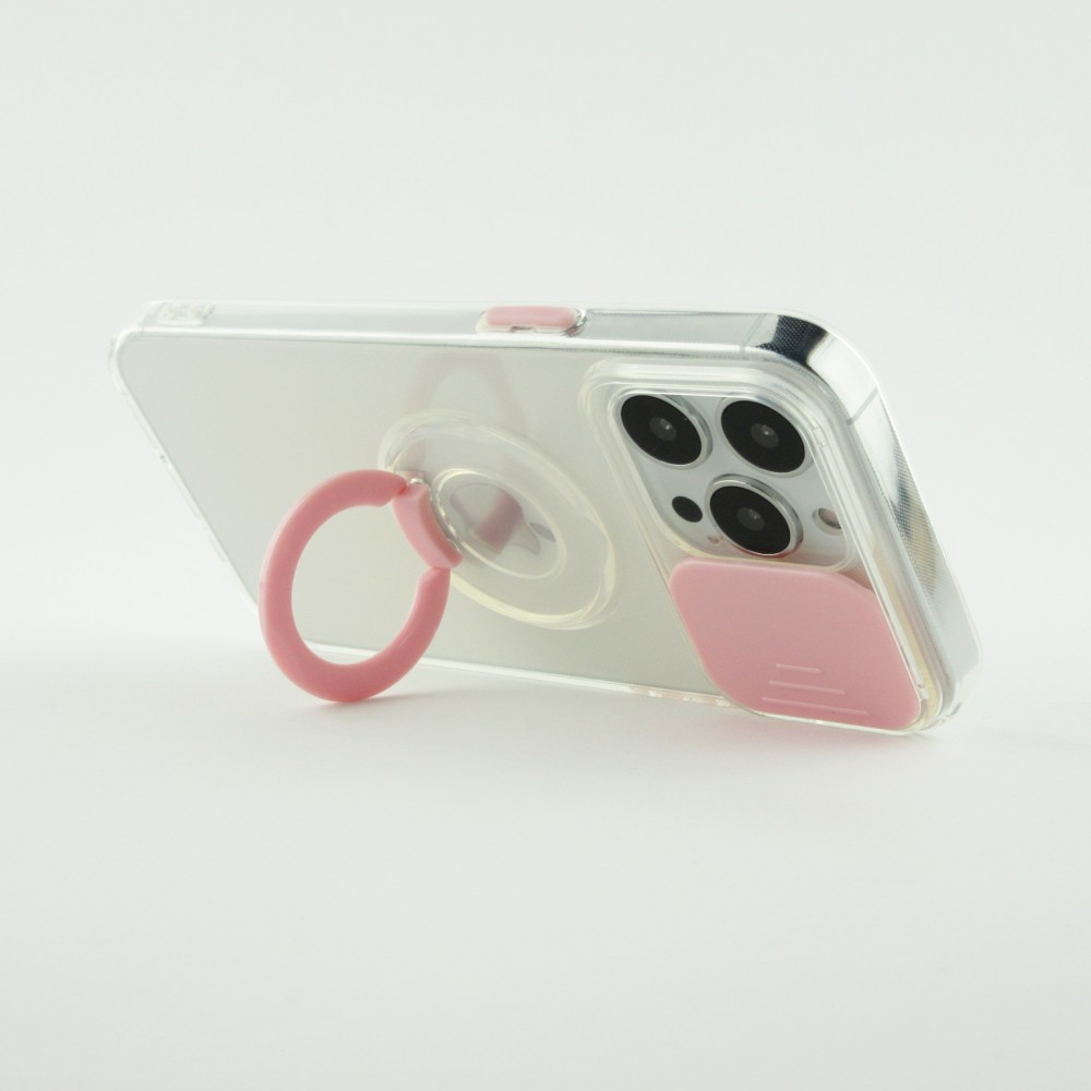 Coque iPhone 13 Pro - Caméra clapet avec anneau - Rose