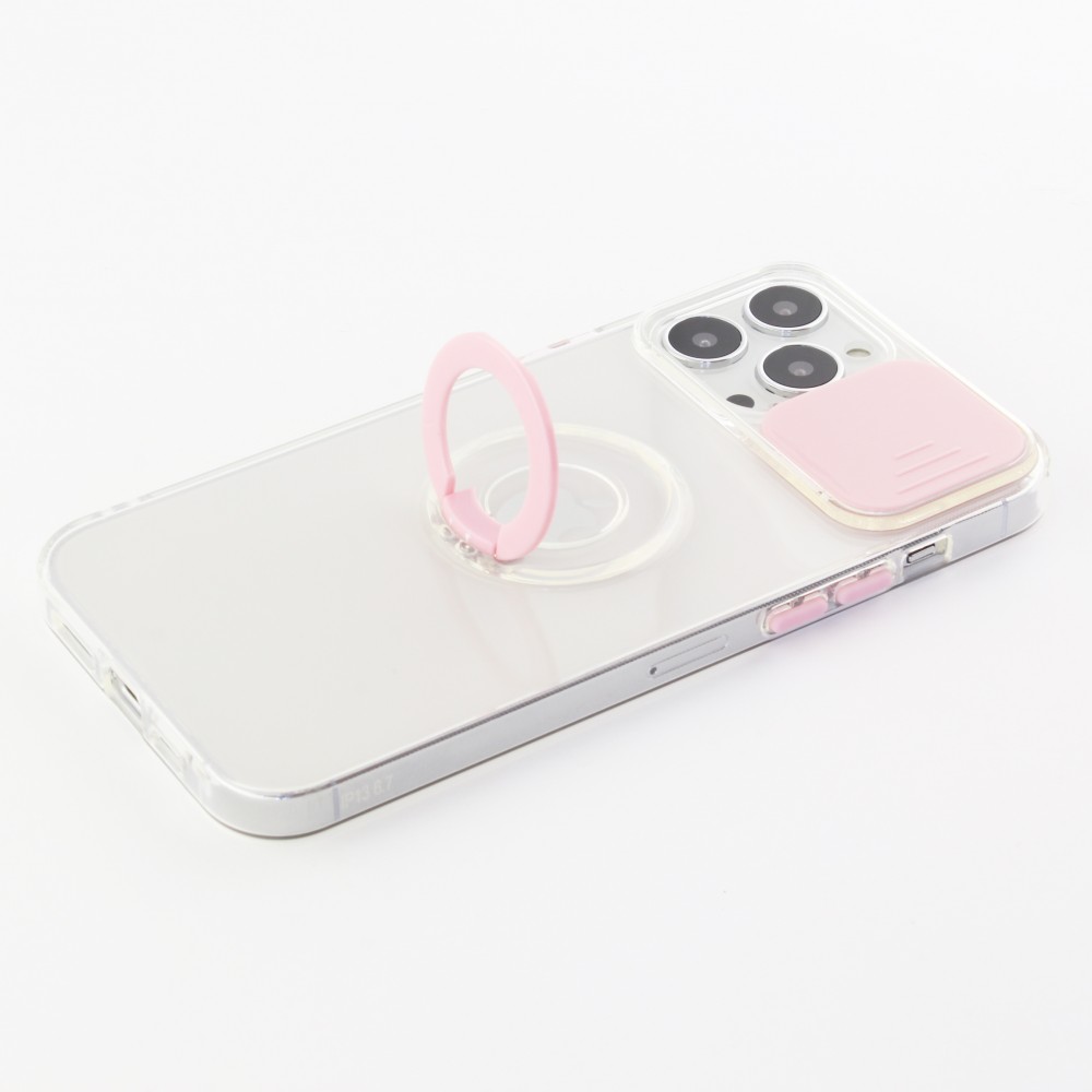 Coque iPhone 13 Pro - Caméra clapet avec anneau - Rose