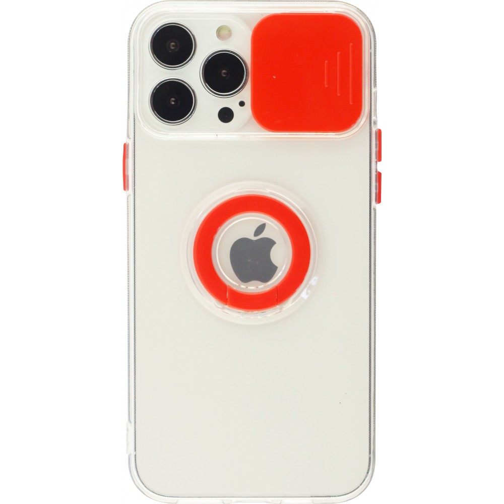 Coque iPhone 13 Pro Max - Caméra clapet avec anneau - Rouge