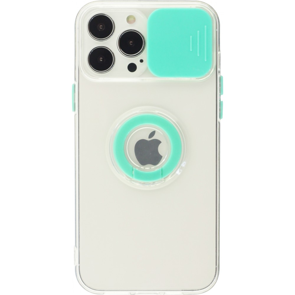 Coque iPhone 13 Pro Max - Caméra clapet avec anneau - Turquoise