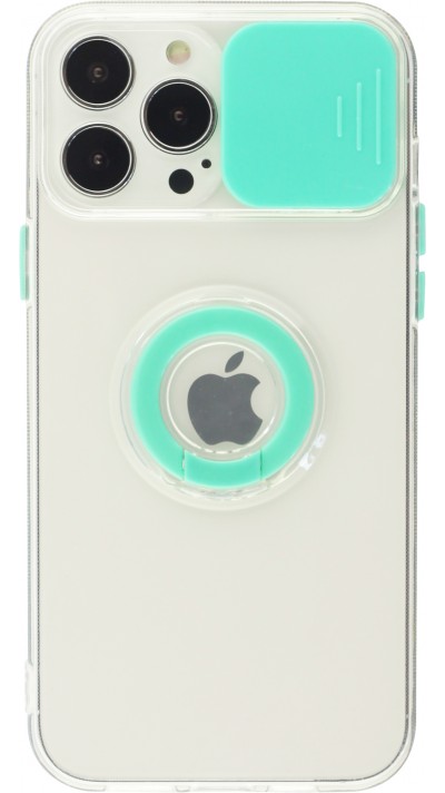Coque iPhone 13 Pro - Caméra clapet avec anneau - Turquoise