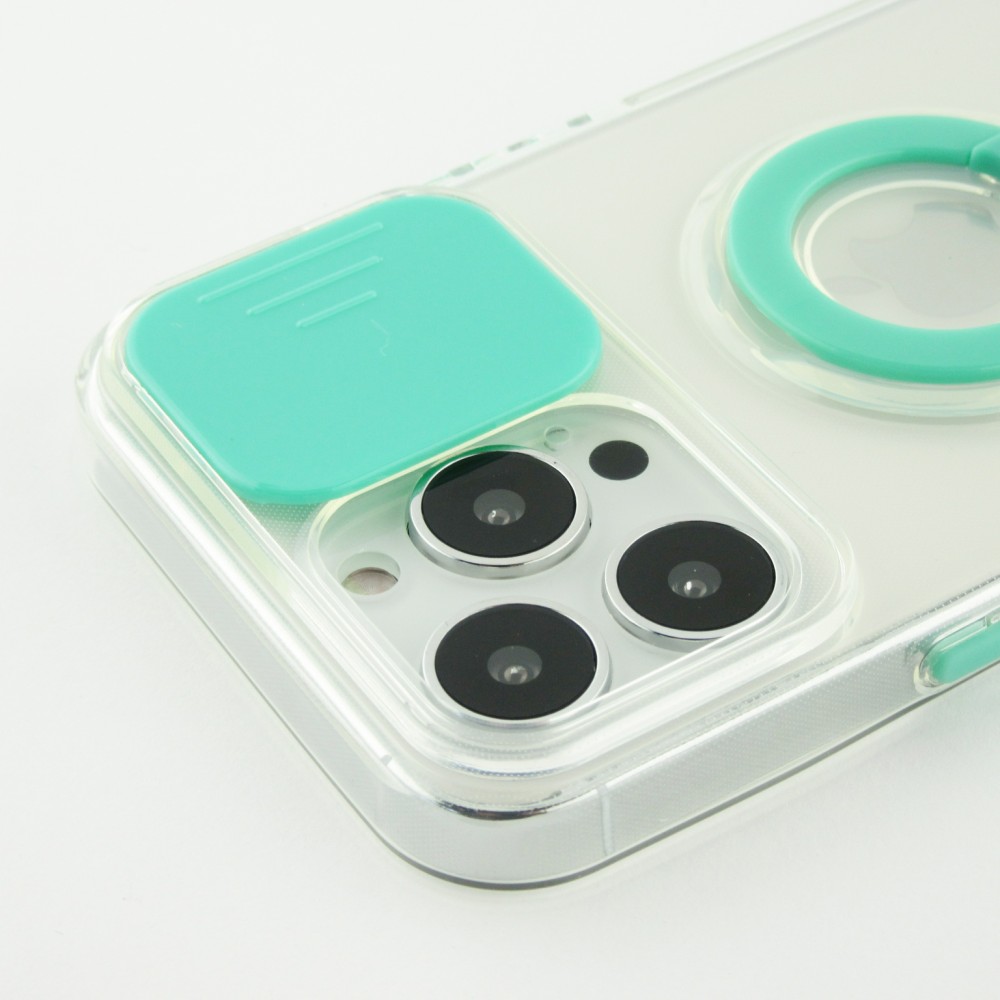 Coque iPhone 13 Pro Max - Caméra clapet avec anneau - Turquoise