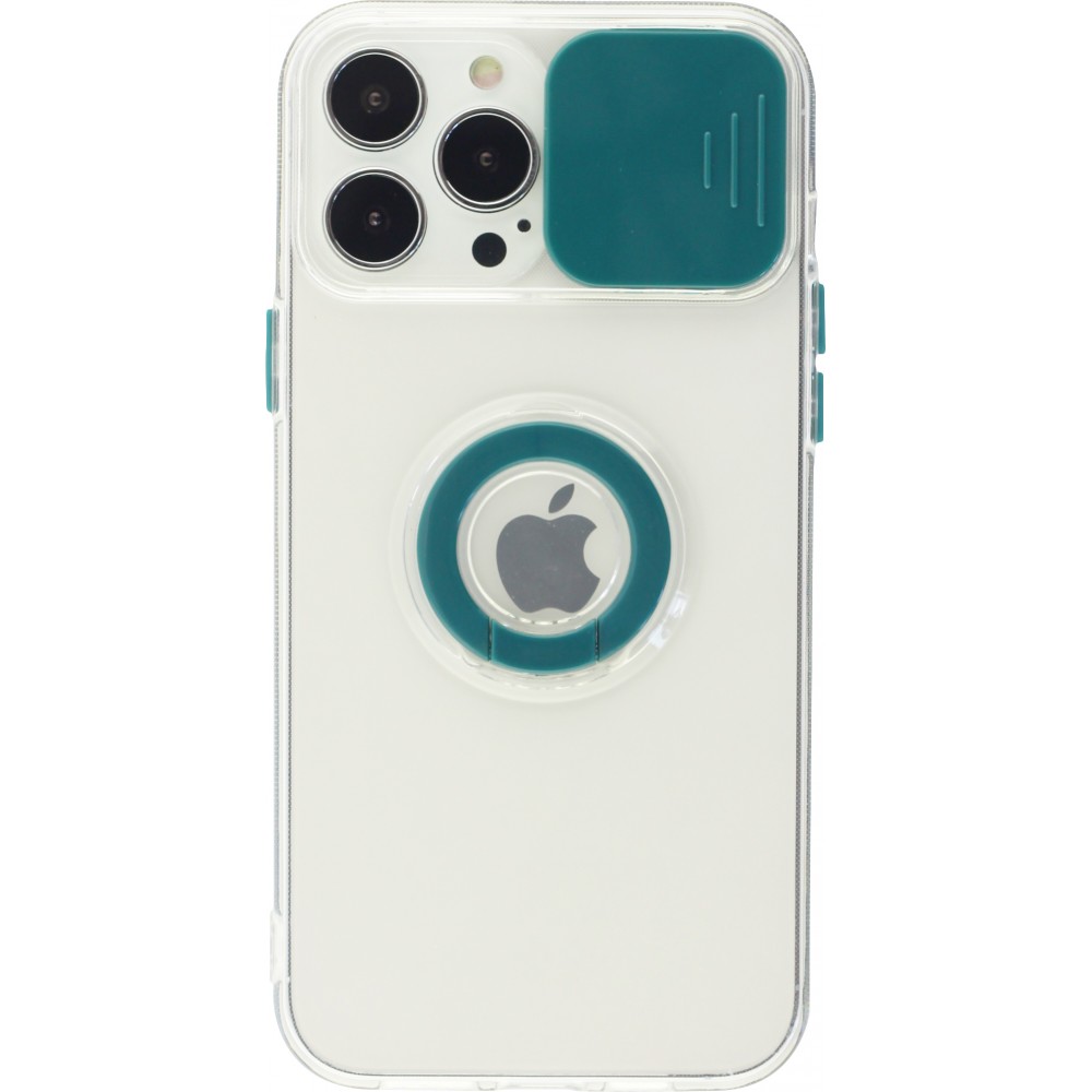 Coque iPhone 13 Pro Max - Caméra clapet avec anneau - Vert foncé