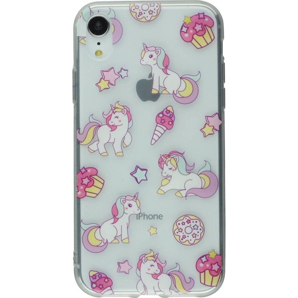 Coque iPhone XR - Clear Licorne fête