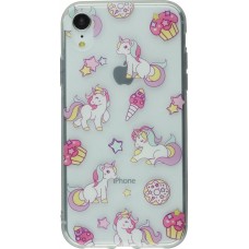 Coque iPhone XR - Clear Licorne fête