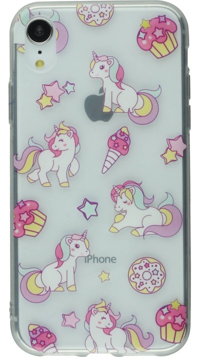 Coque iPhone XR - Clear Licorne fête