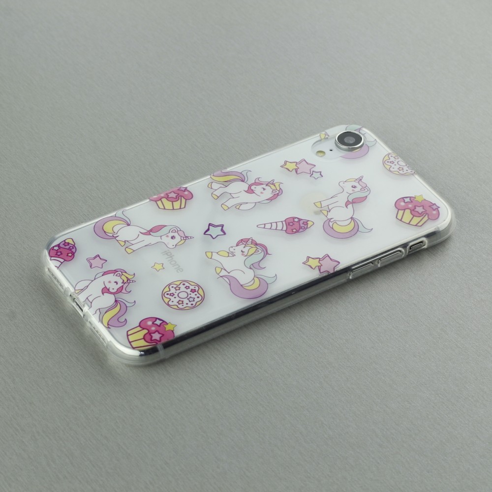 Coque iPhone XR - Clear Licorne fête