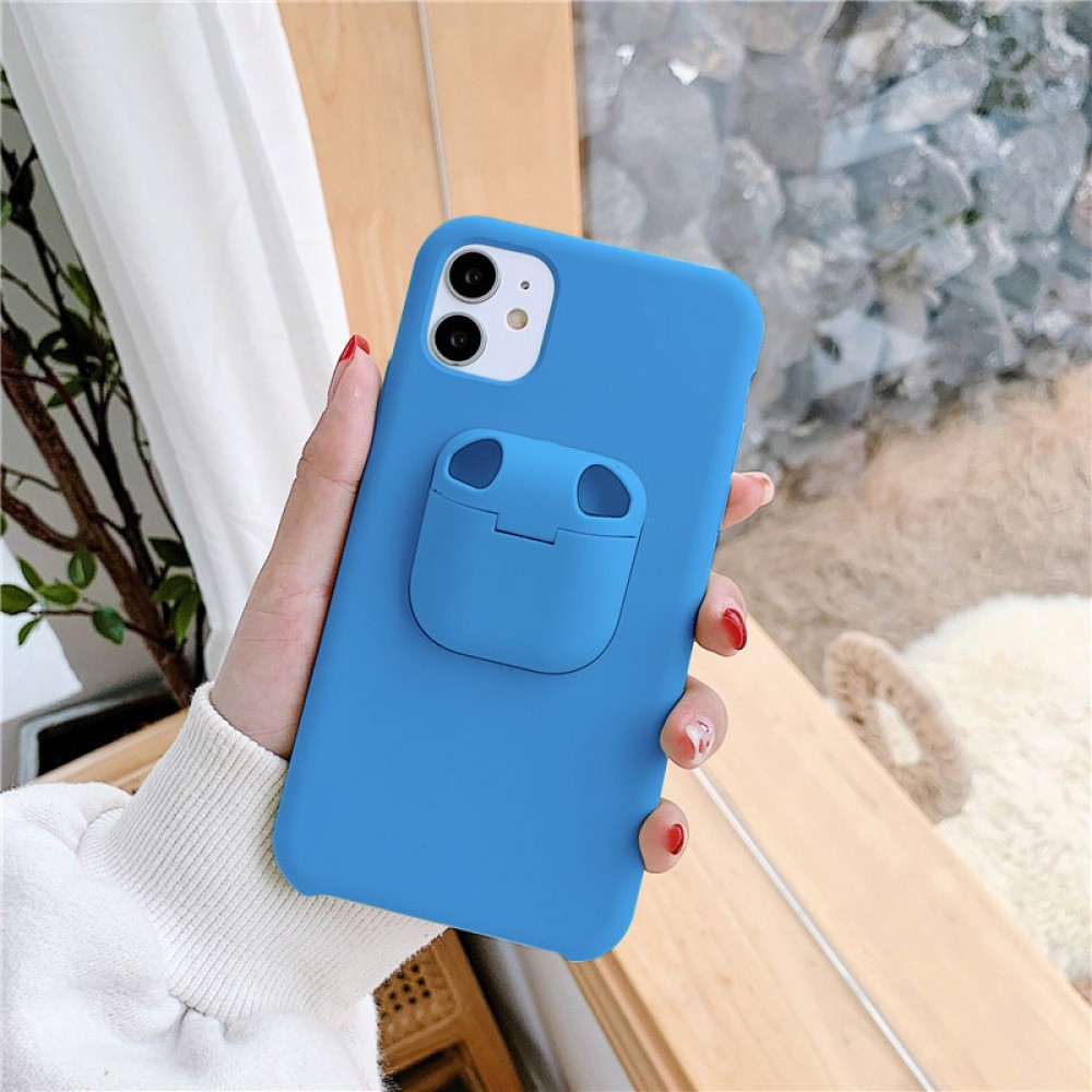 Coque iPhone 11 - 2-In-1 AirPods Soft Touch - Bleu