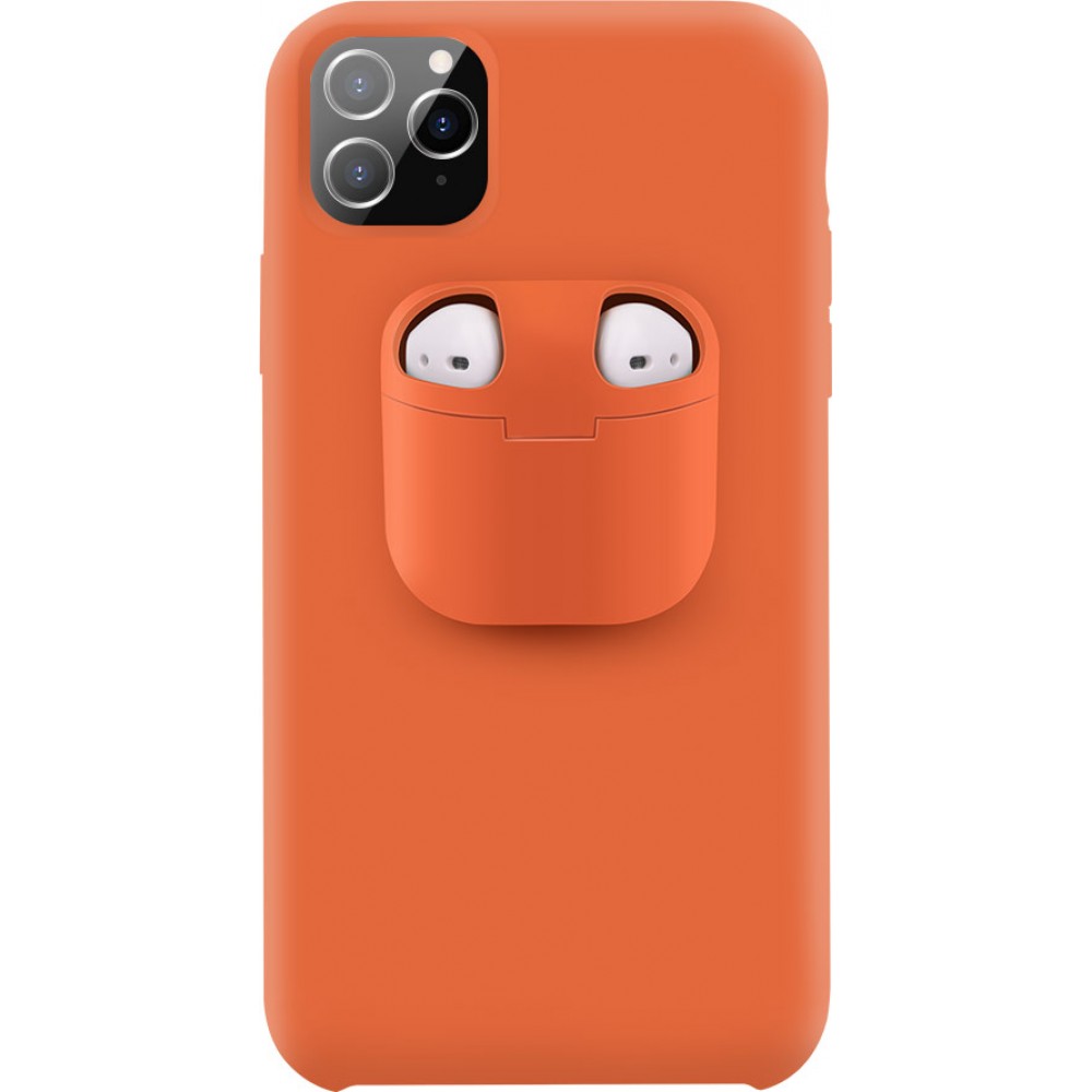 Hülle iPhone 11 - 2-In-1 AirPods Soft Touch - Orange