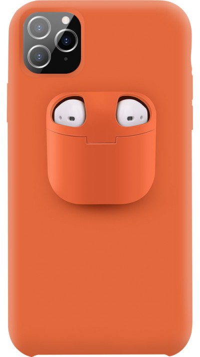 Hülle iPhone 11 - 2-In-1 AirPods Soft Touch - Orange