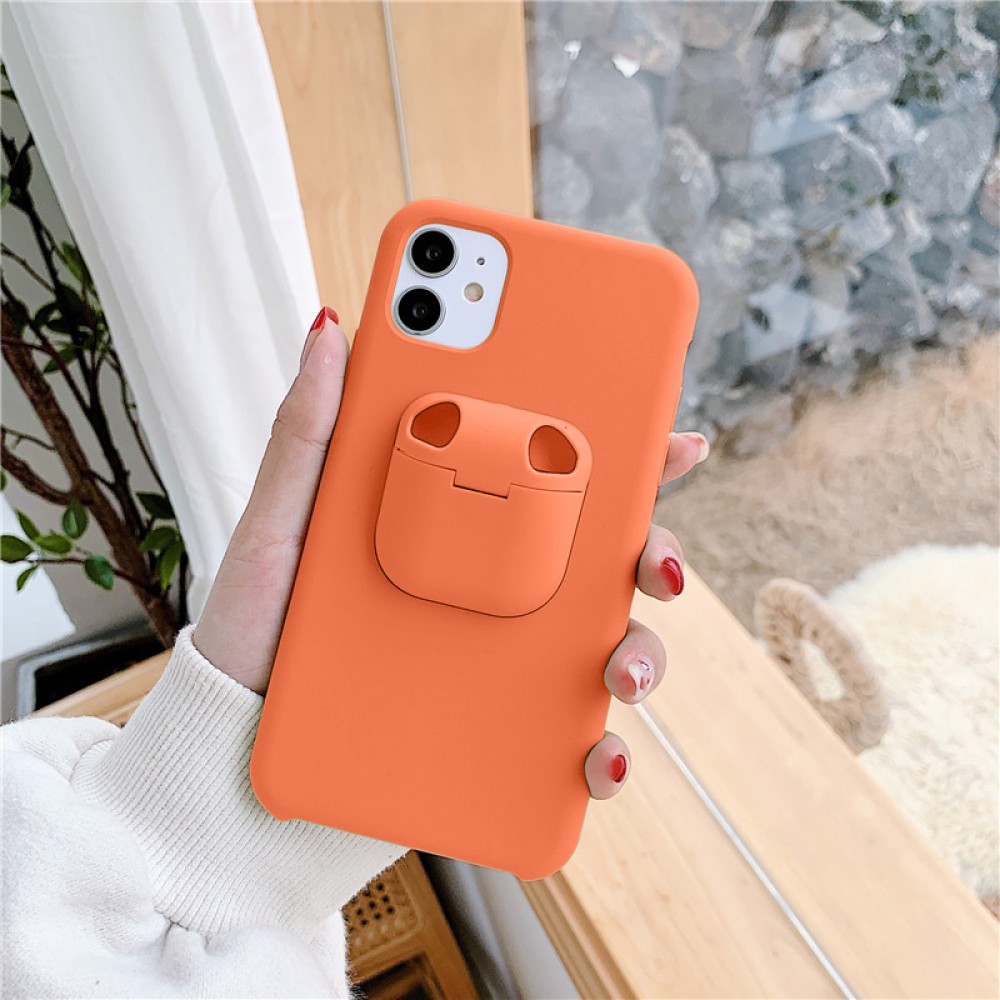 Hülle iPhone 11 - 2-In-1 AirPods Soft Touch - Orange