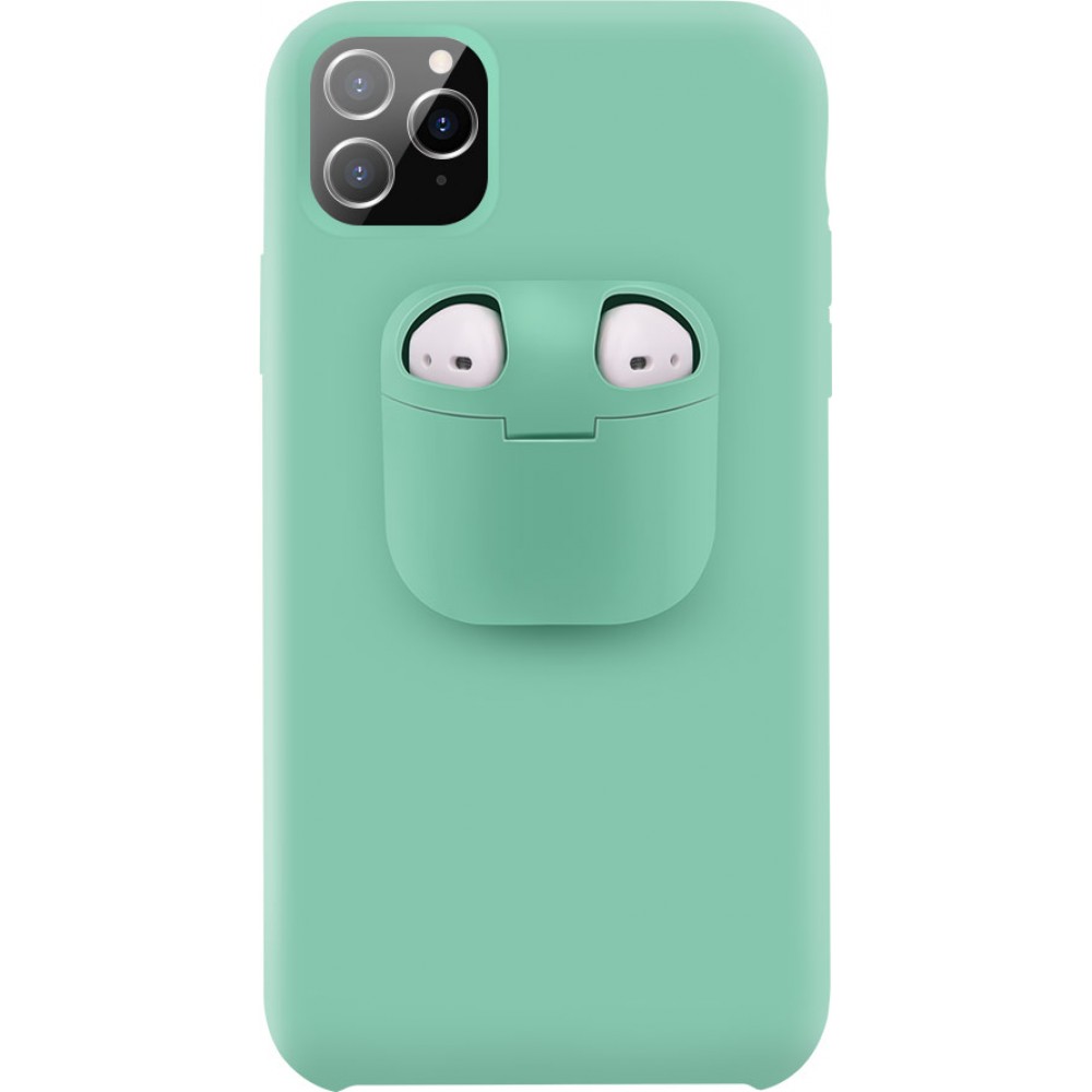 Coque iPhone 11 - 2-In-1 AirPods Soft Touch - Turquoise