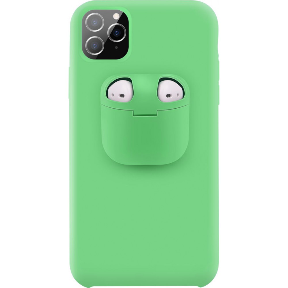 Coque iPhone 11 - 2-In-1 AirPods Soft Touch vert clair