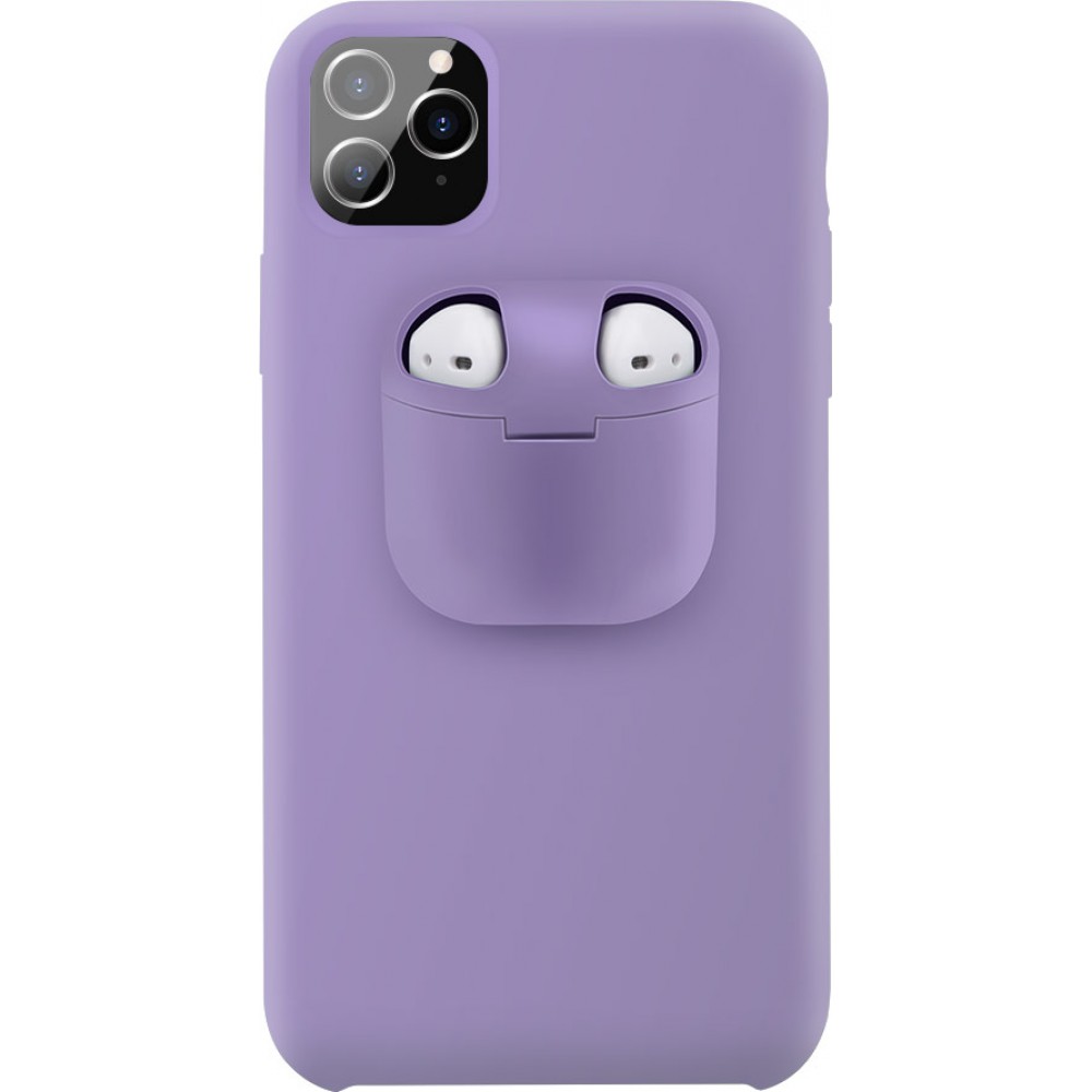 Hülle iPhone 11 - 2-In-1 AirPods Soft Touch - Violett