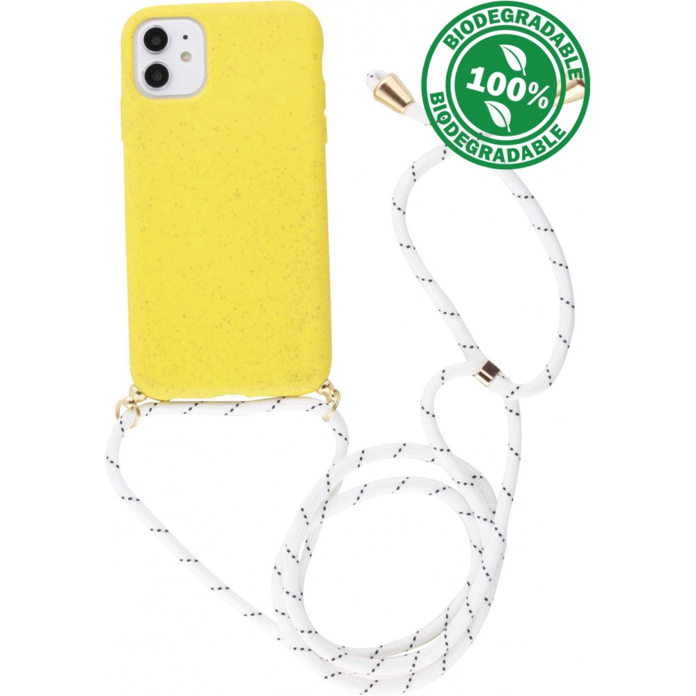 Hülle iPhone 11 - Bio Eco-Friendly Vegan mit Handykette Necklace - Gelb