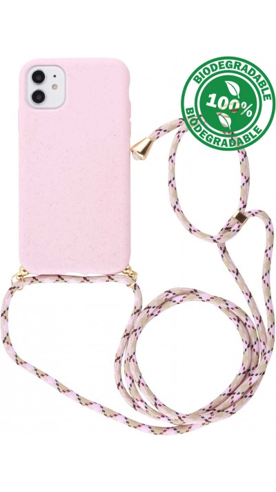 Coque iPhone 12 / 12 Pro - Bio Eco-Friendly nature avec cordon collier - Rose