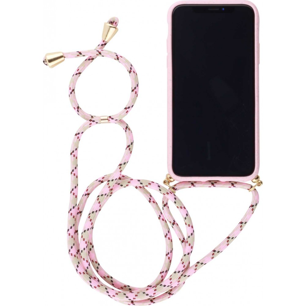 Hülle iPhone 11 - Bio Eco-Friendly Vegan mit Handykette Necklace - Rosa