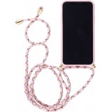 Hülle iPhone 12 / 12 Pro - Bio Eco-Friendly Vegan mit Handykette Necklace - Rosa