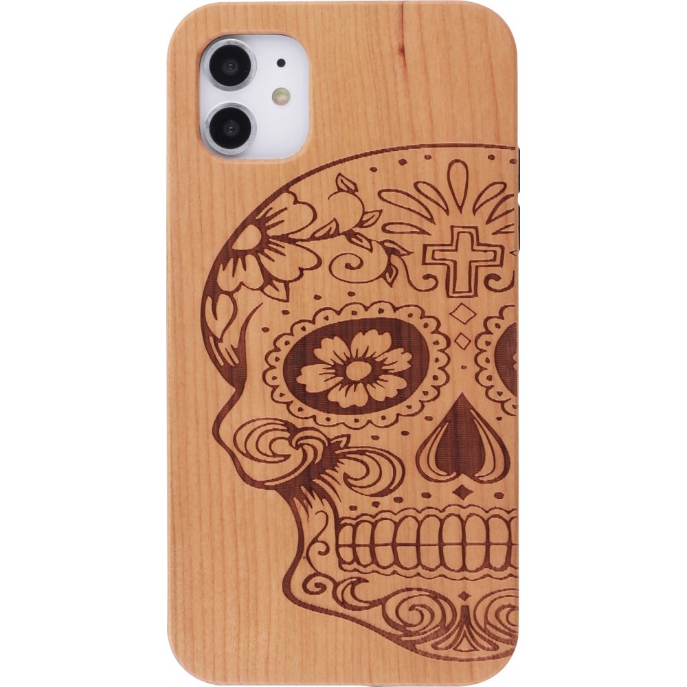 Hülle iPhone 11 - Holz Totenkopf