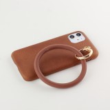 Coque iPhone 11 - Bracelet cuir - Brun