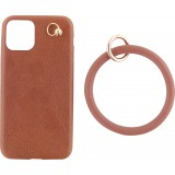 Coque iPhone 11 - Bracelet cuir - Brun