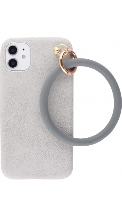 Coque iPhone 11 - Bracelet cuir - Gris