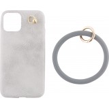 Coque iPhone 11 - Bracelet cuir - Gris