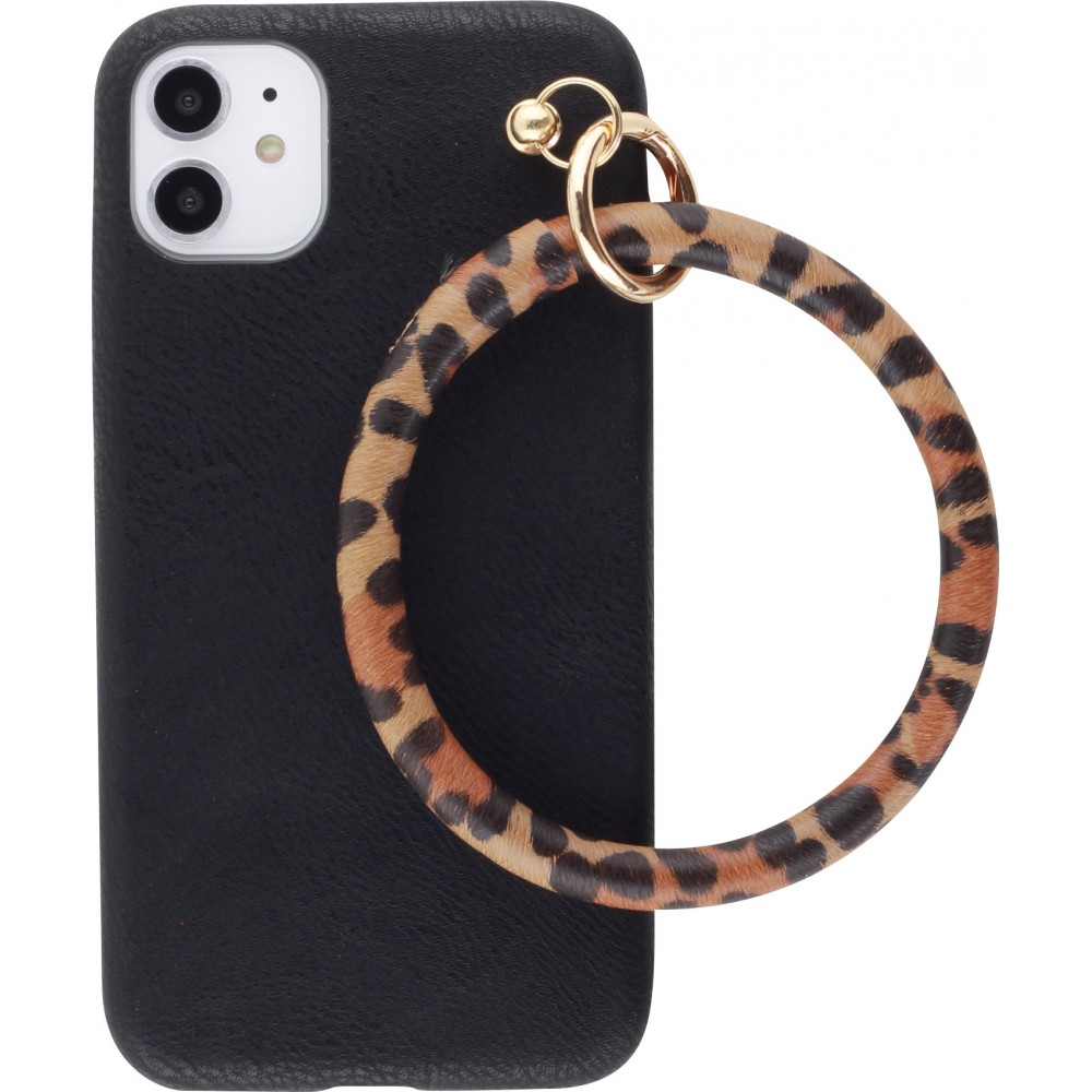 Coque iPhone 11 - Bracelet cuir - Noir