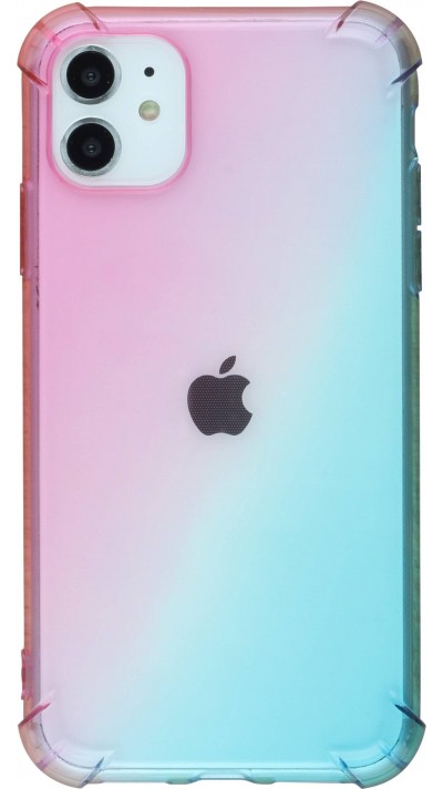 Hülle iPhone 11 - Gummi Bumper Rainbow mit extra Schutz für Ecken Antischock - rosa blau