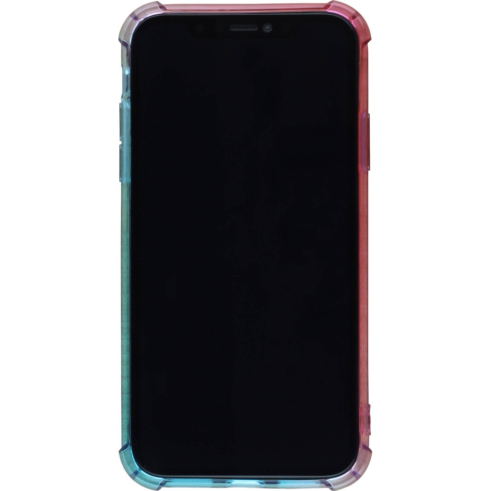 Hülle iPhone 11 - Gummi Bumper Rainbow mit extra Schutz für Ecken Antischock - rosa blau