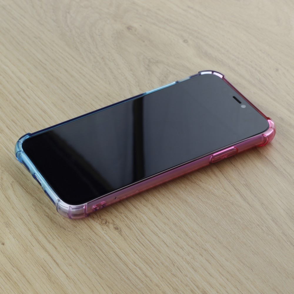 Hülle iPhone 11 - Gummi Bumper Rainbow mit extra Schutz für Ecken Antischock - rosa blau